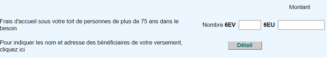 Frais d’accueil (cases EU et EV)