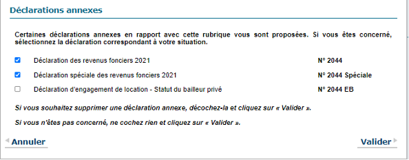 Déclarations annexes