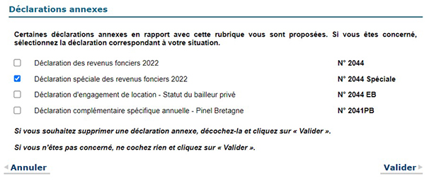 Déclarations annexes