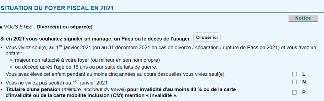 Situation foyer fiscal 2021